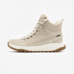 Buty turystyczne damskie Quechua NH500 Mid wodoodporne. Brązowe obuwie trekkingowe damskie QUECHUA, z materiału, bez zapięcia. Za 219.99 zł.