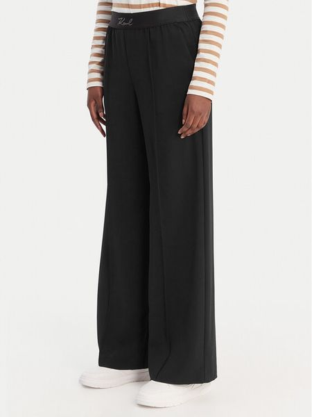 KARL LAGERFELD Spodnie materiałowe B1W10014 Czarny Relaxed Fit. Czarne spodnie materiałowe damskie KARL LAGERFELD, bez wzorów, z materiału. Za 849.99 zł.