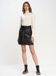 Spódnica damska mini z imitacji skóry ciemnobrązowa Marianela 804. Brązowe spódnice damskie Big Star, l, bez wzorów, ze skóry, eleganckie, mini. W wyprzedaży za 99.99 zł.