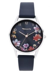 Tamaris Zegarek kwarcowy w kolorze srebrno-granatowym rozmiar: onesize. Niebieskie, analogowe zegarki damskie Tamaris, ze stali. Za 104.99 zł.