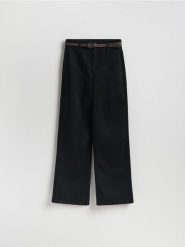 Jeansy wide leg z paskiem - czarny. Czarne jeansy damskie Reserved. Za 129.99 zł.