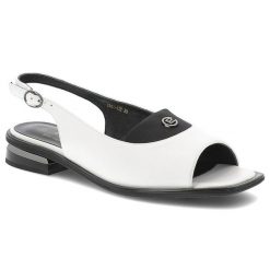 Białe Sandały S.Barski Modne Obuwie Damskie. Białe sandały damskie S.BARSKI, z aplikacjami, z materiału, bez obcasa, na obcasie, bez zapięcia. Za 259.00 zł.