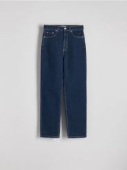 Jeansy straight z wysokim stanem - indigo jeans. Niebieskie jeansy damskie Reserved, z podwyższonym stanem. Za 199.99 zł.