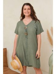 Curvy Lady Sukienka w kolorze khaki rozmiar: 48/50. Brązowe sukienki damskie Curvy Lady, z aplikacjami, z wiskozy, klasyczne, bez ramiączek. Za 88.23 zł.