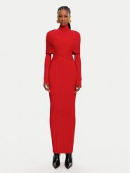 Balmain Sukienka wieczorowa DF0RR835KH70 Czerwony Slim Fit. Czerwone sukienki damskie Balmain, bez wzorów, z wiskozy, wizytowe, bez ramiączek. Za 11,559.00 zł.