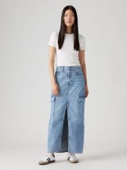 Levi´s Spódnica dżinsowa w kolorze błękitnym rozmiar: W32. Niebieskie spódnice damskie s, z aplikacjami, z bawełny, klasyczne, maxi. Za 135.49 zł.