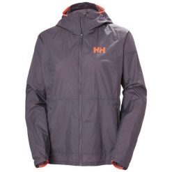Kurtka przeciwdeszczowa damska Helly Hansen Roam Wind. Fioletowe kurtki damskie Helly Hansen, bez wzorów, bez kaptura. Za 416.50 zł.