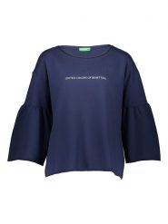 Benetton Bluza w kolorze granatowym rozmiar: S. Niebieskie bluzy damskie Benetton, s, bez wzorów, z bawełny, bez kaptura. Za 70.24 zł.
