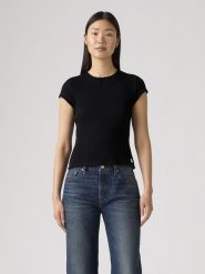 Levi's Koszulka w kolorze czarnym rozmiar: S. Czarne bluzki damskie Levi's, s, bez wzorów, bez kołnierzyka, bez ramiączek. Za 74.46 zł.