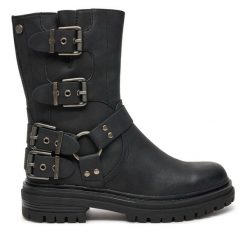 Botki Refresh. Czarne botki damskie Refresh, bez obcasa, na płaskiej podeszwie, bez zapięcia. Za 289.99 zł.