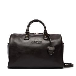Torebka Guess. Brązowe kuferki damskie Guess, z aplikacjami, bez dodatków. Za 434.99 zł.