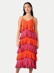 YAS Sukienka letnia Clara 26032842 Pomarańczowy Regular Fit. Brązowe sukienki damskie YAS, bez wzorów, z syntetyku, bez ramiączek. Za 199.99 zł.