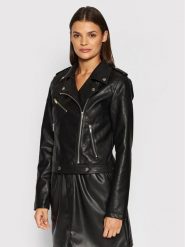Noisy May Kurtka z imitacji skóry Rollo 27017175 Czarny Slim Fit. Czarne kurtki damskie Noisy may, l, bez wzorów, ze skóry, bez kaptura. Za 229.99 zł.