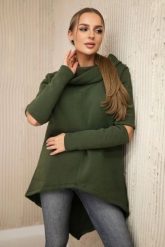 Bluza ocieplana z dłuższym tyłem khaki. Brązowe bluzy damskie KESI, l, bez wzorów, z bawełny, bez kaptura. Za 198.65 zł.