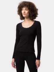 Les Lunes Koszulka "Maala" w kolorze czarnym rozmiar: XXS. Czarne koszulki damskie Les Lunes, s, bez wzorów, z koronki, bez kołnierzyka, bez ramiączek. Za 165.99 zł.