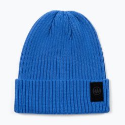 Czapka zimowa Pitbull Beanie Velcro Logo. Niebieskie czapki damskie PITBULL, na jesień, bez wzorów, z dzianiny. Za 62.99 zł.