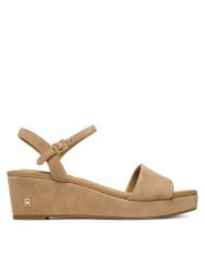 Tommy Hilfiger Sandały Suede Wrapped Mid Wedge FW0FW09235 Brązowy. Brązowe sandały damskie Tommy Hilfiger, bez wzorów, ze skóry, bez obcasa, na koturnie, bez zapięcia. Za 569.99 zł.