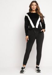 Czarny Welurowy Komplet Dresowy z Bluzą i Spodniami Bellanna. Czarne bluzy damskie Born2be, m, bez wzorów, z dresówki, bez kaptura. Za 64.99 zł.
