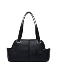 Calvin Klein Torebka Pockets Monologo Shoulder Bag LV04F3688G Czarny. Czarne torebki klasyczne damskie Calvin Klein, ze skóry, bez dodatków. Za 489.99 zł.