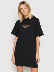 DKNY Sport Sukienka dzianinowa DP1D4494 Czarny Regular Fit. Czarne sukienki damskie DKNY Sport, bez wzorów, z bawełny, sportowe, bez ramiączek. Za 259.99 zł.
