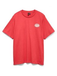 Vero Moda Koszulka w kolorze czerwonym rozmiar: L. Czerwone bluzki damskie Vero Moda, l, bez wzorów, z bawełny, bez kołnierzyka, bez ramiączek. Za 66.78 zł.