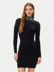 Guess Sukienka codzienna 5RGK35 5015Z Czarny Regular Fit. Czarne sukienki damskie Guess, z aplikacjami, z wiskozy, bez ramiączek. Za 859.99 zł.