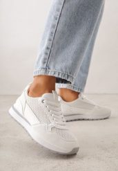 Białe Sneakersy z Siateczką i Antypoślizgową Podeszwą Katala. Białe obuwie sportowe damskie Born2be, z jeansu, bez zapięcia, trekkingowe. Za 109.99 zł.