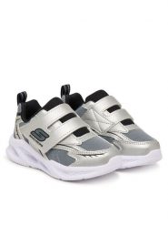 Skechers Sneakersy Meteor-Lights - Glow 401498N/SLBK Srebrny. Szare buty sportowe chłopięce Skechers, z materiału, bez zapięcia. Za 179.99 zł.