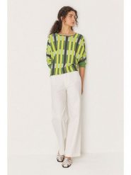 SKFK Sweter "Naike" w kolorze żółto-zielonym rozmiar: M. Zielone swetry klasyczne damskie SKFK, m, z bawełny, bez kołnierzyka. Za 208.99 zł.