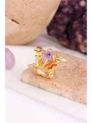 Pierres delicates Pozłacany pierścionek z ametystami rozmiar: onesize. Różowe pierścionki damskie Pierres delicates, z ametystem, pozłacane. Za 52.99 zł.