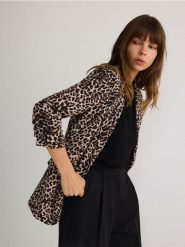 Marynarka z marszczonymi rękawami - wielobarwny. Marynarki i żakiety damskie Reserved, l, bez wzorów, z tkaniny. W wyprzedaży za 109.99 zł.