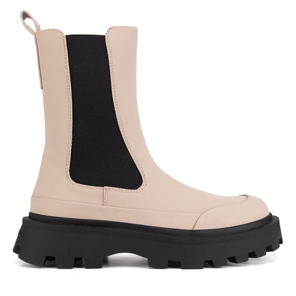 Sztyblety Juicy Couture. Brązowe botki damskie Juicy Couture, bez obcasa, na płaskiej podeszwie, bez zapięcia. Za 209.99 zł.