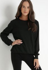 Czarna Bluza Phaelis. Czarne bluzy damskie Born2be, l, bez wzorów, z bawełny, bez kaptura. Za 34.99 zł.