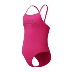 Strój kąpielowy damski Speedo End+ Logo Thin Strap. Czerwone stroje jednoczęściowe Speedo, bez wzorów. Za 135.99 zł.