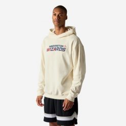 Bluza z kapturem do koszykówki unisex Tarmak NBA Wizards. Białe bluzy damskie KIPSTA, m, bez wzorów, z bawełny, z kapturem. Za 149.99 zł.