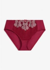 Figi maxi ze szlachetnym haftem. Fioletowe figi bonprix, bez wzorów. Za 34.99 zł.