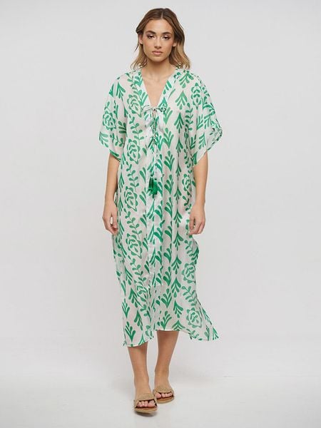 BLE Sukienka w kolorze biało-zielonym rozmiar: onesize. Białe sukienki damskie BLE, bez wzorów, bez ramiączek. Za 92.42 zł.