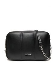 Calvin Klein Torebka Line Quilt Camera Bag K60K613076 Czarny. Czarne listonoszki damskie Calvin Klein, bez wzorów, ze skóry, bez dodatków. Za 249.99 zł.