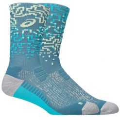 Skarpetki sportowe dla dorosłych Performance Run Sock Crew. Niebieskie skarpetki damskie Asics, bez wzorów, z elastanu. Za 79.99 zł.