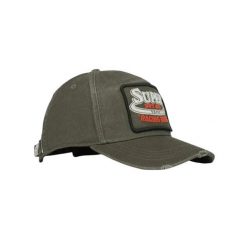 Czapka z daszkiem z logo Superdry. Czarne czapki z daszkiem damskie Superdry, z aplikacjami, z materiału. Za 148.35 zł.