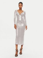 BARDOT Sukienka koktajlowa Verona 58859DB Srebrny Slim Fit. Szare sukienki damskie Bardot, bez wzorów, z syntetyku, wizytowe, bez ramiączek. Za 469.99 zł.
