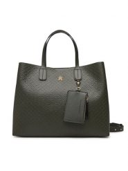 Tommy Hilfiger Torebka Th Icon Satchel Mono AW0AW18923 Khaki. Brązowe torebki klasyczne damskie Tommy Hilfiger, ze skóry, bez dodatków. Za 749.99 zł.
