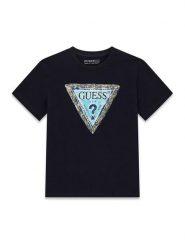 Guess T-Shirt L6GI00 K8HM4 Granatowy Regular Fit. Niebieskie t-shirty i koszulki chłopięce Guess, z aplikacjami, z bawełny, bez kołnierzyka, bez ramiączek. Za 99.99 zł.