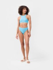 4F Dół od bikini damski S. Niebieskie bikini 4F, bez wzorów, z materiału. W wyprzedaży za 9.99 zł.