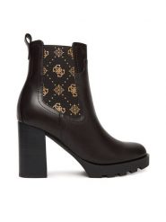 Guess Botki FLFNLL ELE10 Czarny. Czarne botki damskie Guess, ze skóry, bez obcasa, na słupku, bez zapięcia. Za 709.99 zł.