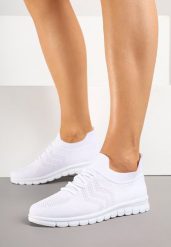 Białe Buty Sportowe Sneakersy z Siateczkową Cholewką Turiselle. Białe obuwie sportowe casual damskie Born2be, z jeansu. Za 79.99 zł.