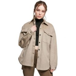 Płaszcz damski duże rozmiary Urban Classics. Zielone płaszcze damskie Urban Classics, bez wzorów, bez kaptura. Za 287.75 zł.