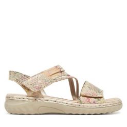 Sandały Rieker. Brązowe sandały damskie Rieker, bez wzorów, bez obcasa, na płaskiej podeszwie, bez zapięcia. Za 329.99 zł.