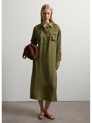 STEFANEL Sukienka w kolorze khaki rozmiar: M. Brązowe sukienki damskie Stefanel, bez wzorów, z tkaniny, bez ramiączek. Za 304.99 zł.