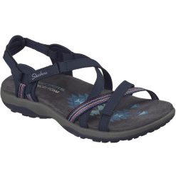 Sandały damskie Skechers Reggae Slim Sun Array. Niebieskie sandały damskie Skechers, bez wzorów, z materiału, bez obcasa, bez zapięcia. Za 390.00 zł.
